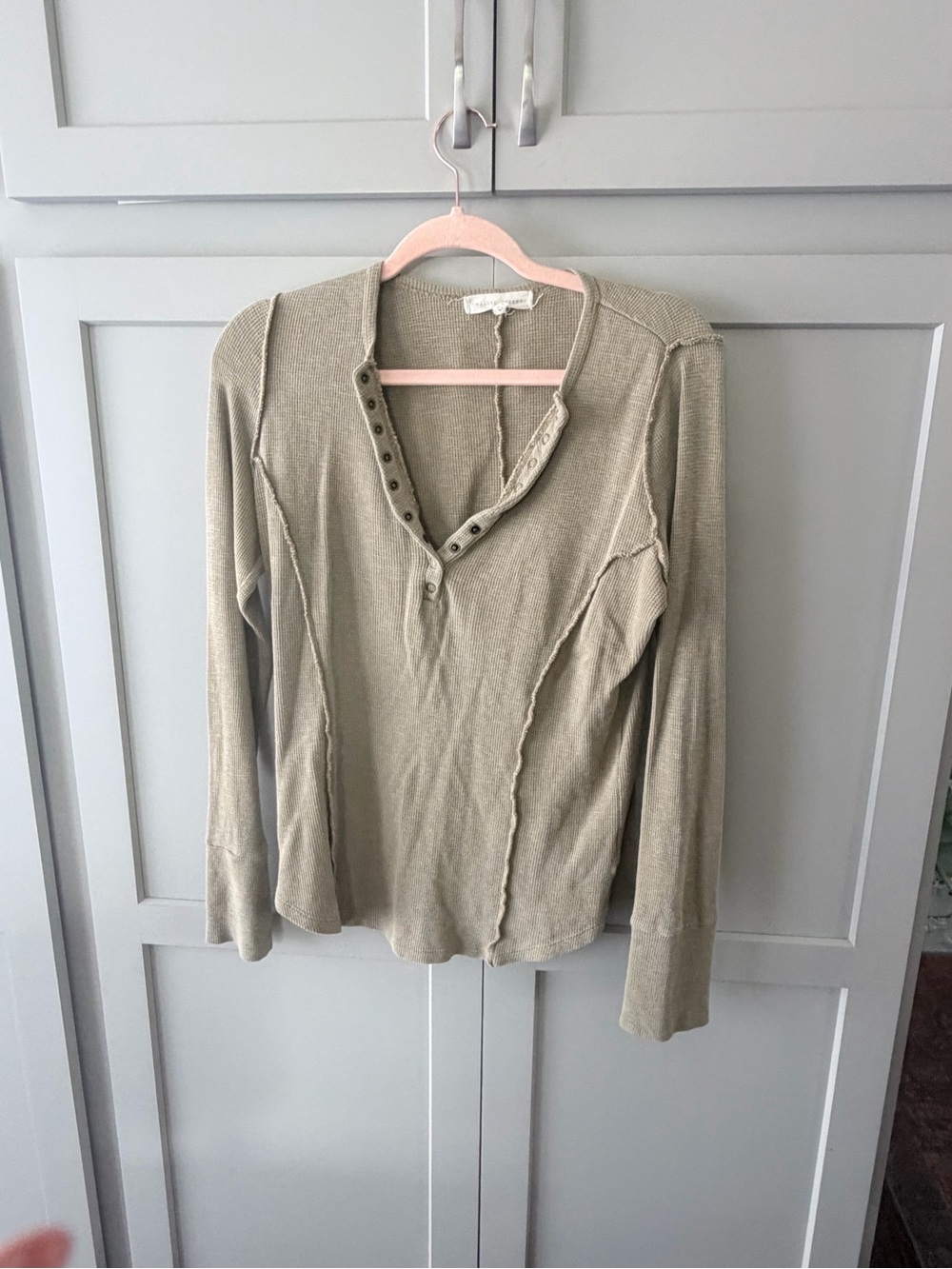 Gilded Intent Olive Green Long-Sleeve Henley Top